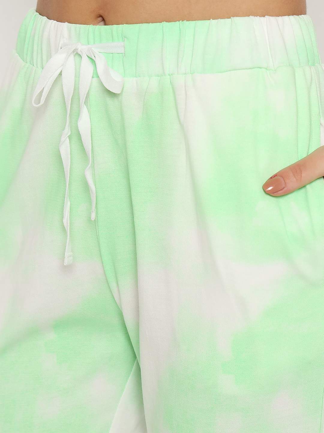 mSECRET Tie and Dye Top and Bottom Printed Green Night Suit - Image 8
