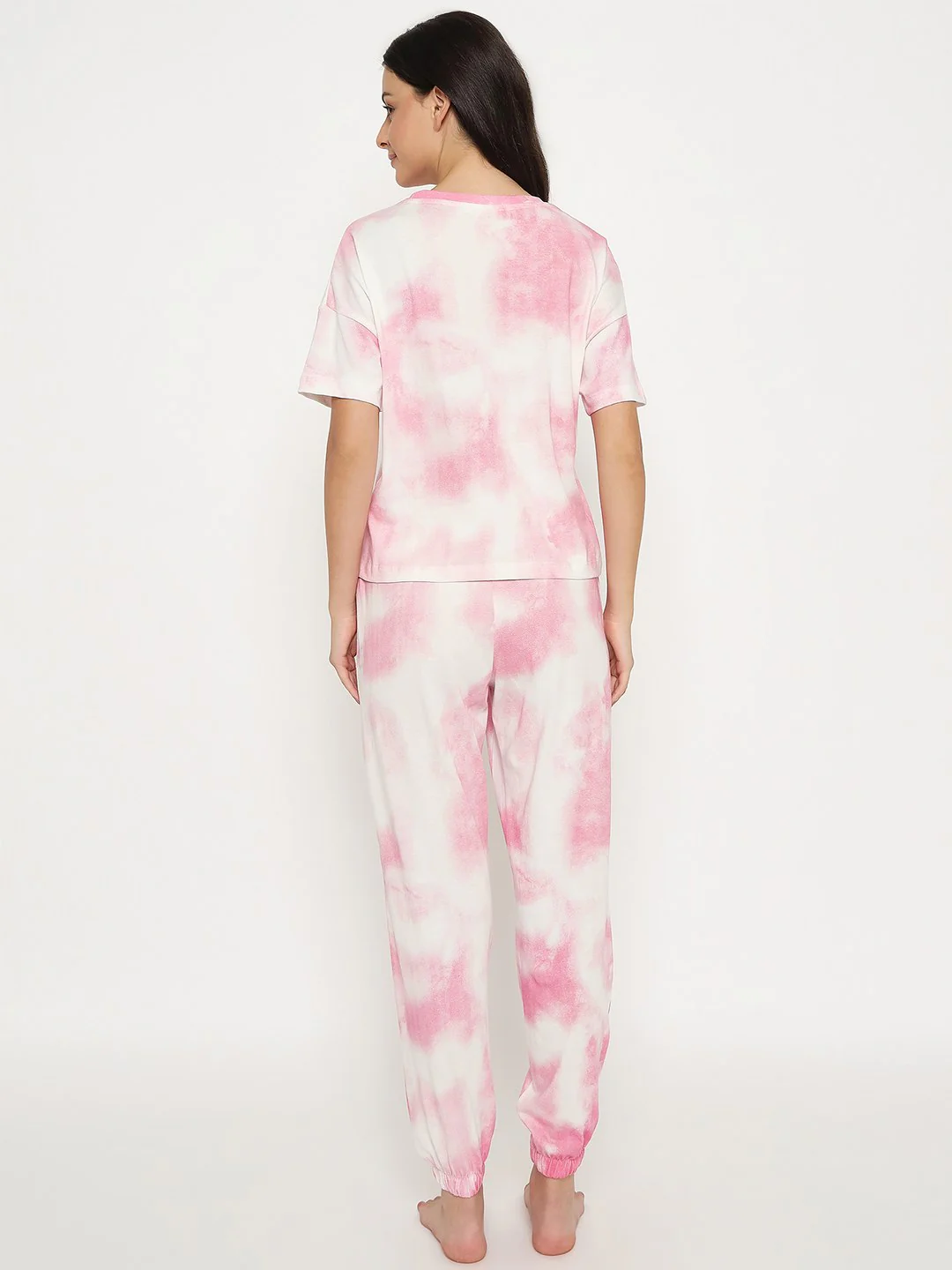 mSECRET Tie and Dye Top and Bottom Printed Pink Night Suit - Image 6