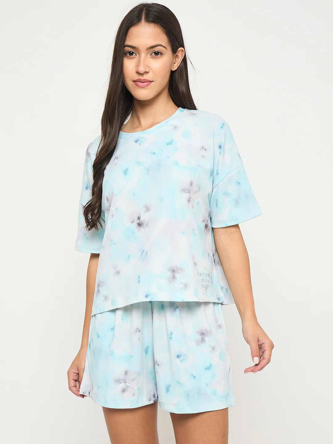 mSECRET Tie and Dye Top and Bottom Aqua Blue Nightsuit - Image 3