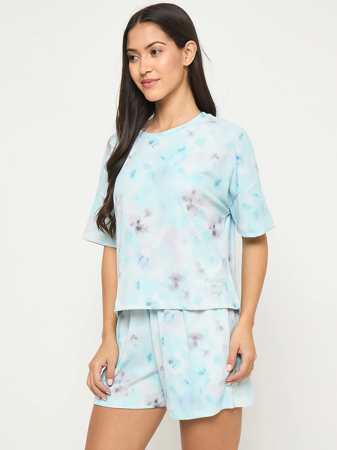 mSECRET Tie and Dye Top and Bottom Aqua Blue Nightsuit - Image 4