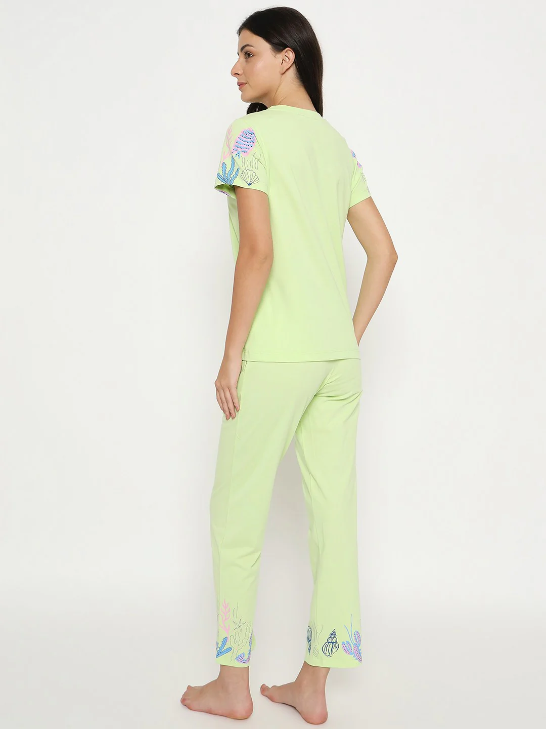 mSECRET All Over Print Top and Bottom Lime Yellow Night Suit - Image 6
