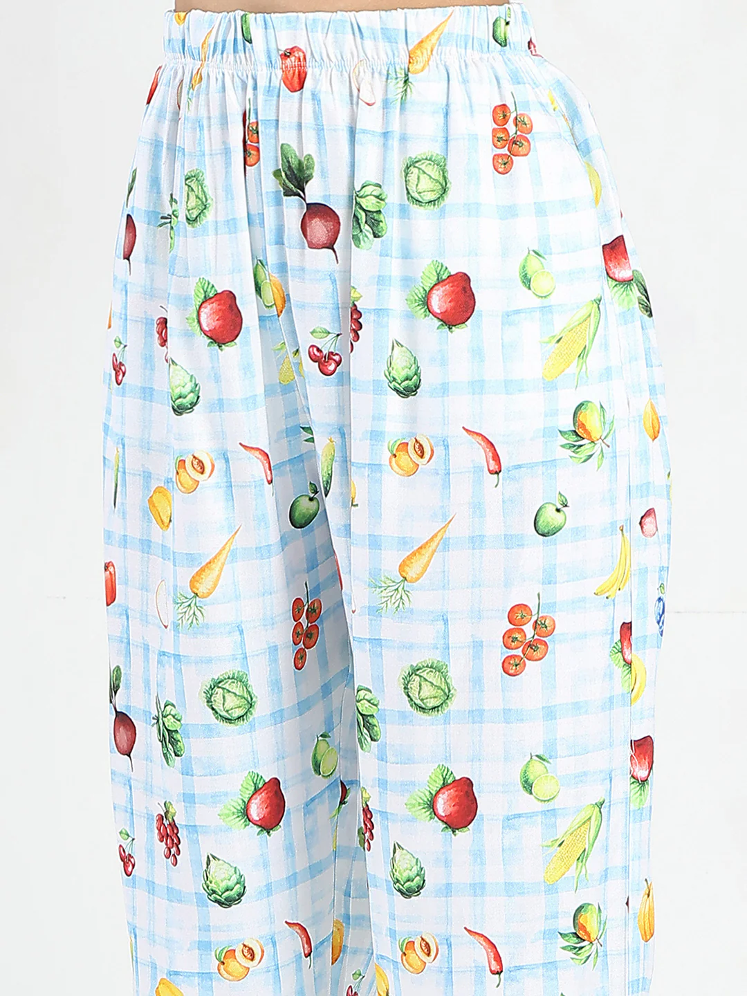 mSECRET Graphic Print Chequered Top and Bottoms Blue Nightsuit - Image 7