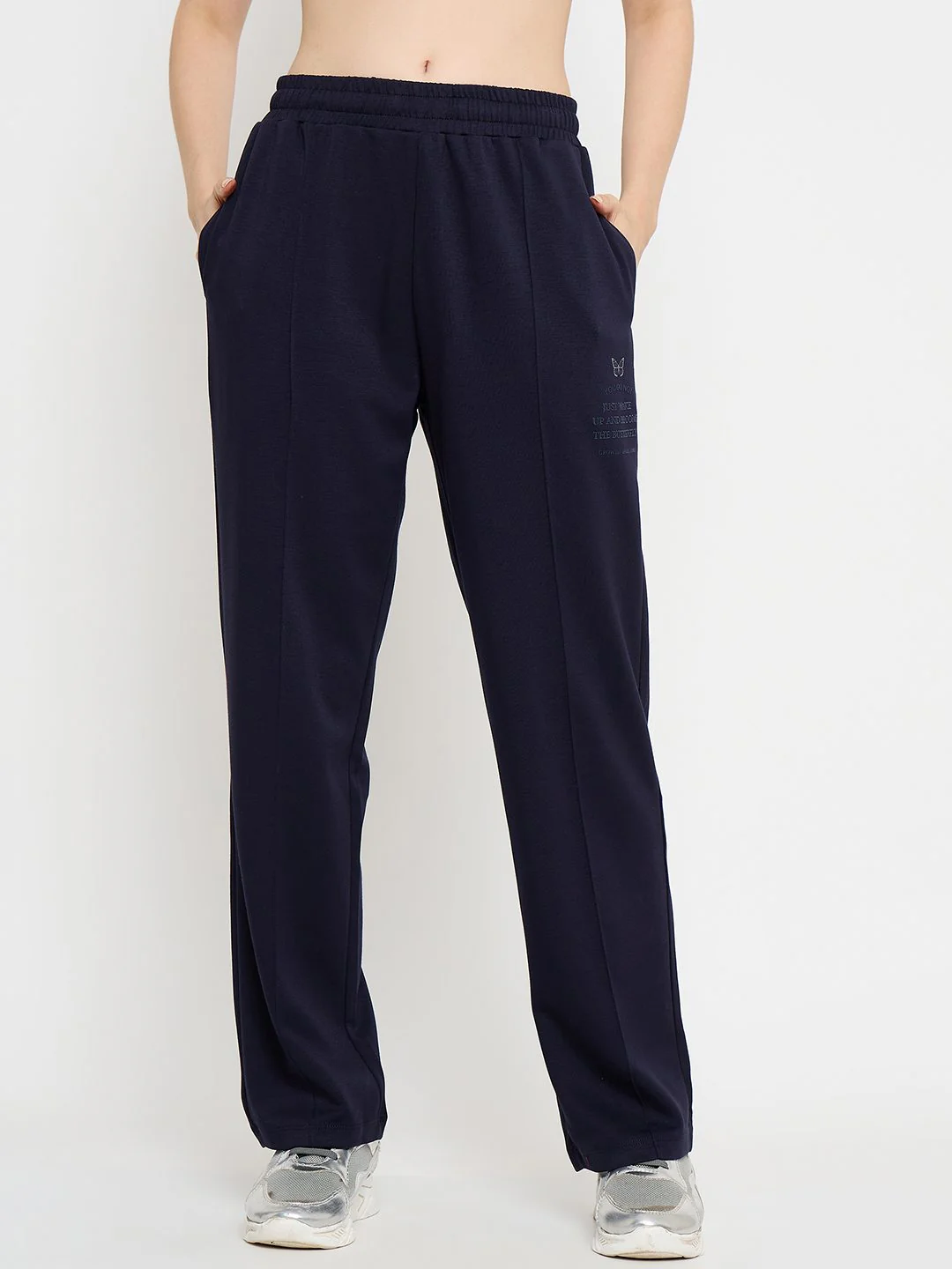 mSECRET Print Detailed Navy Blue Tapered Track Bottoms