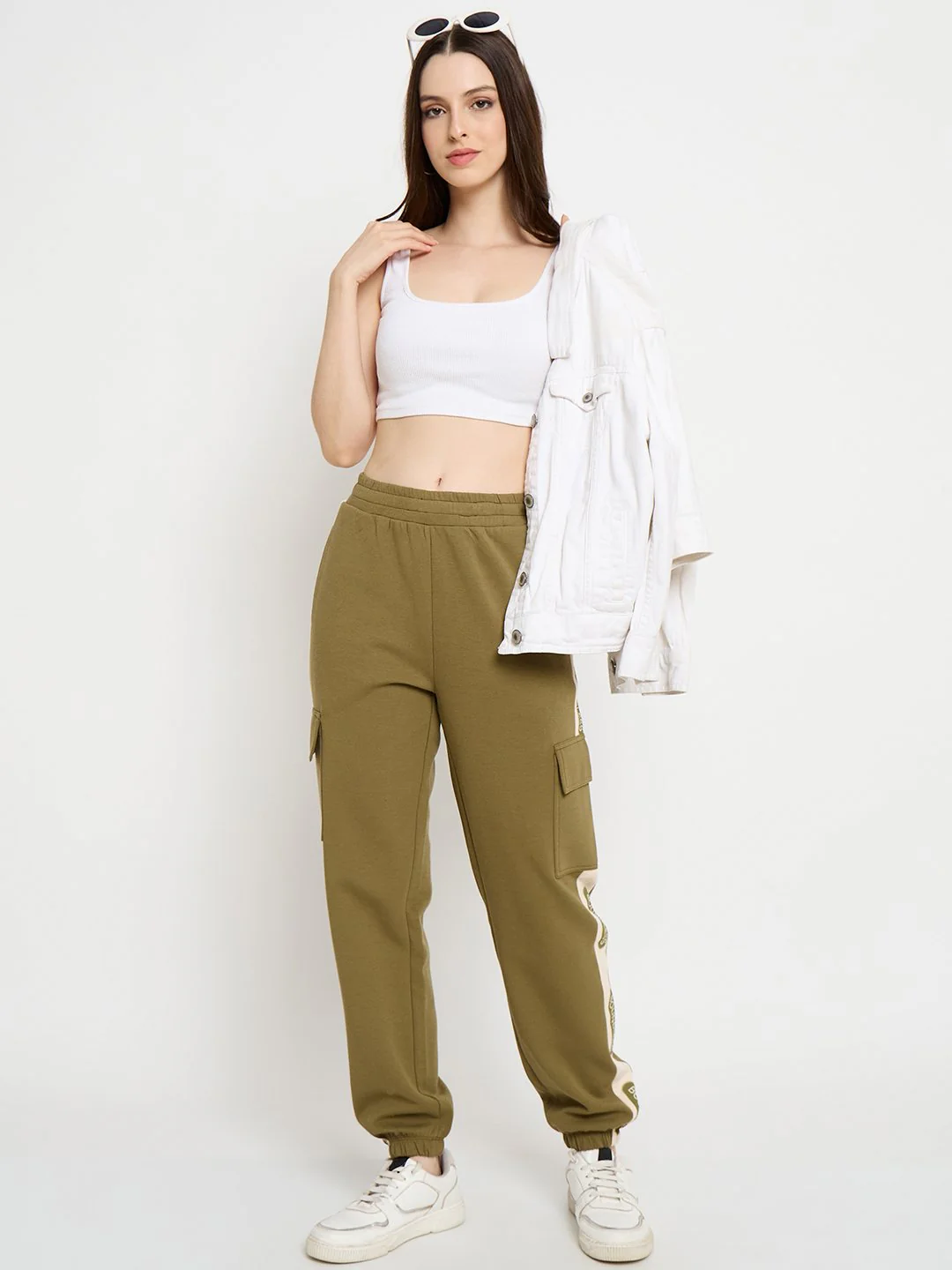 mSECRET Graphic Print Olive Green Tapered Track Bottoms - Image 3