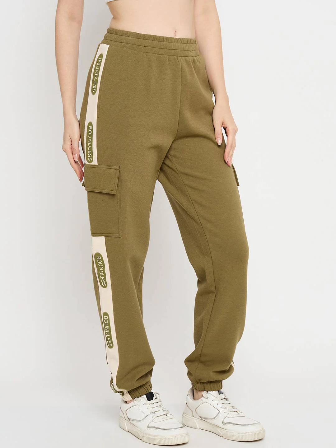 mSECRET Graphic Print Olive Green Tapered Track Bottoms - Image 4