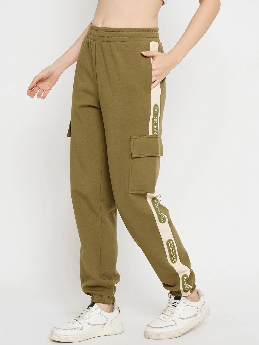 mSECRET Graphic Print Olive Green Tapered Track Bottoms - Image 5