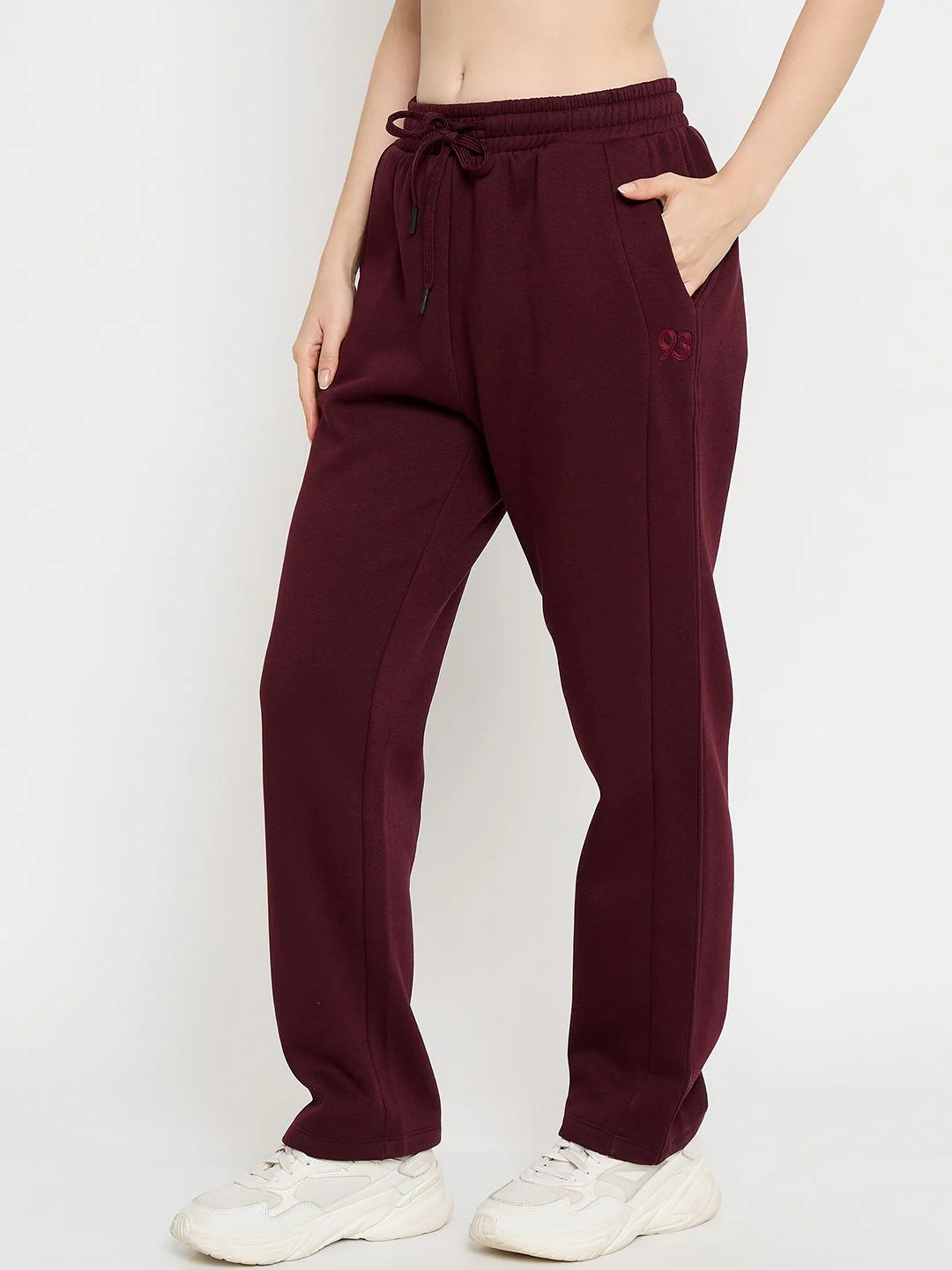mSECRET Solid Cotton Blend Wine Red Track Bottoms - Image 5