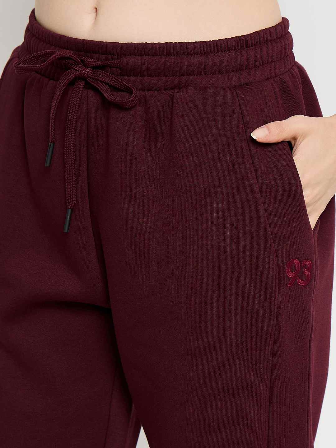 mSECRET Solid Cotton Blend Wine Red Track Bottoms - Image 7