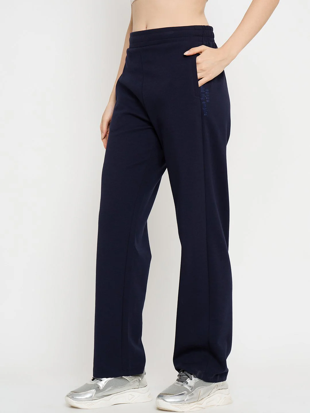 mSECRET Cotton Blend Navy Blue Straight Track Bottoms - Image 5