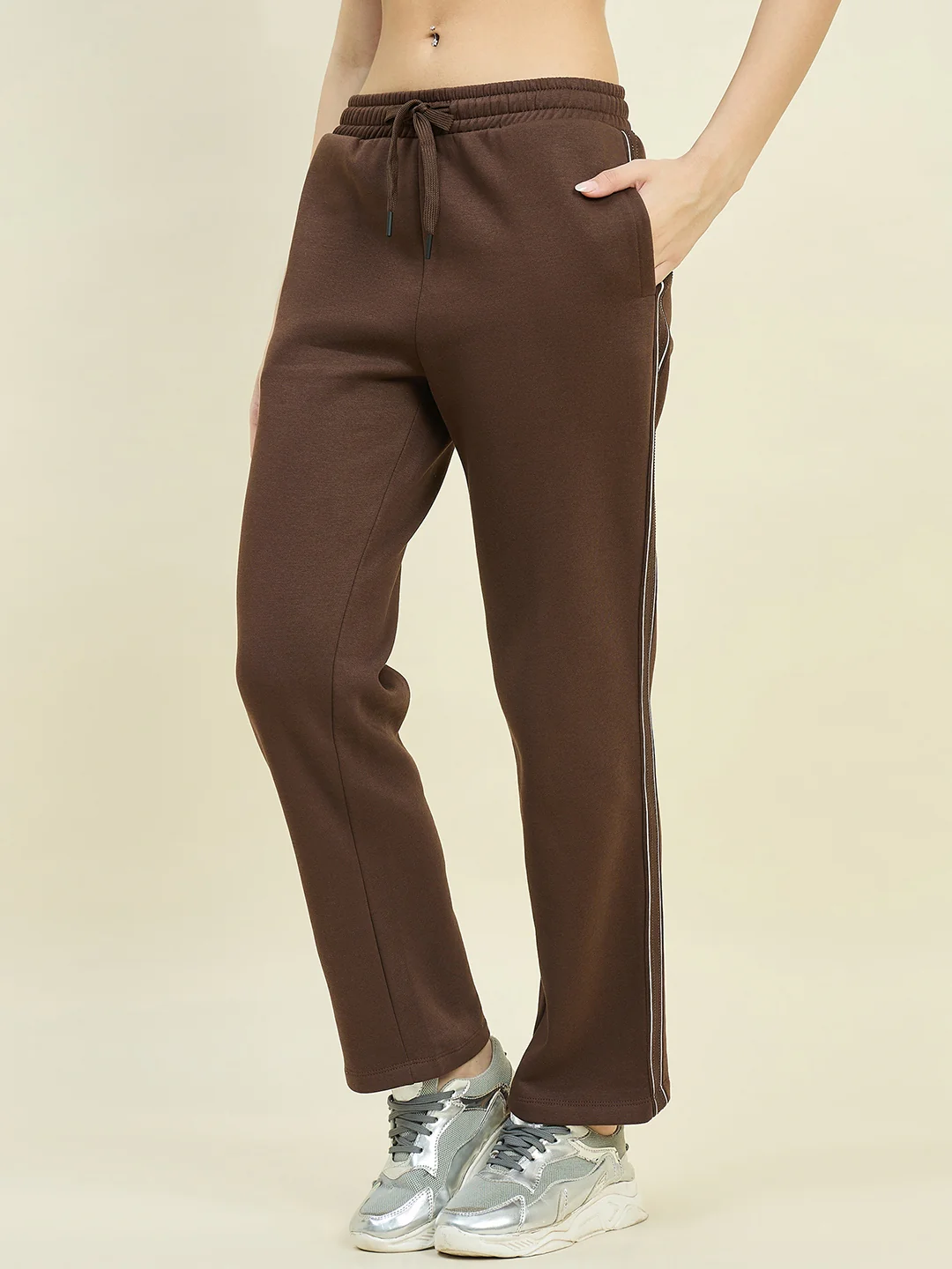 mSECRET Brown Cotton Blend Track Bottoms - Image 5