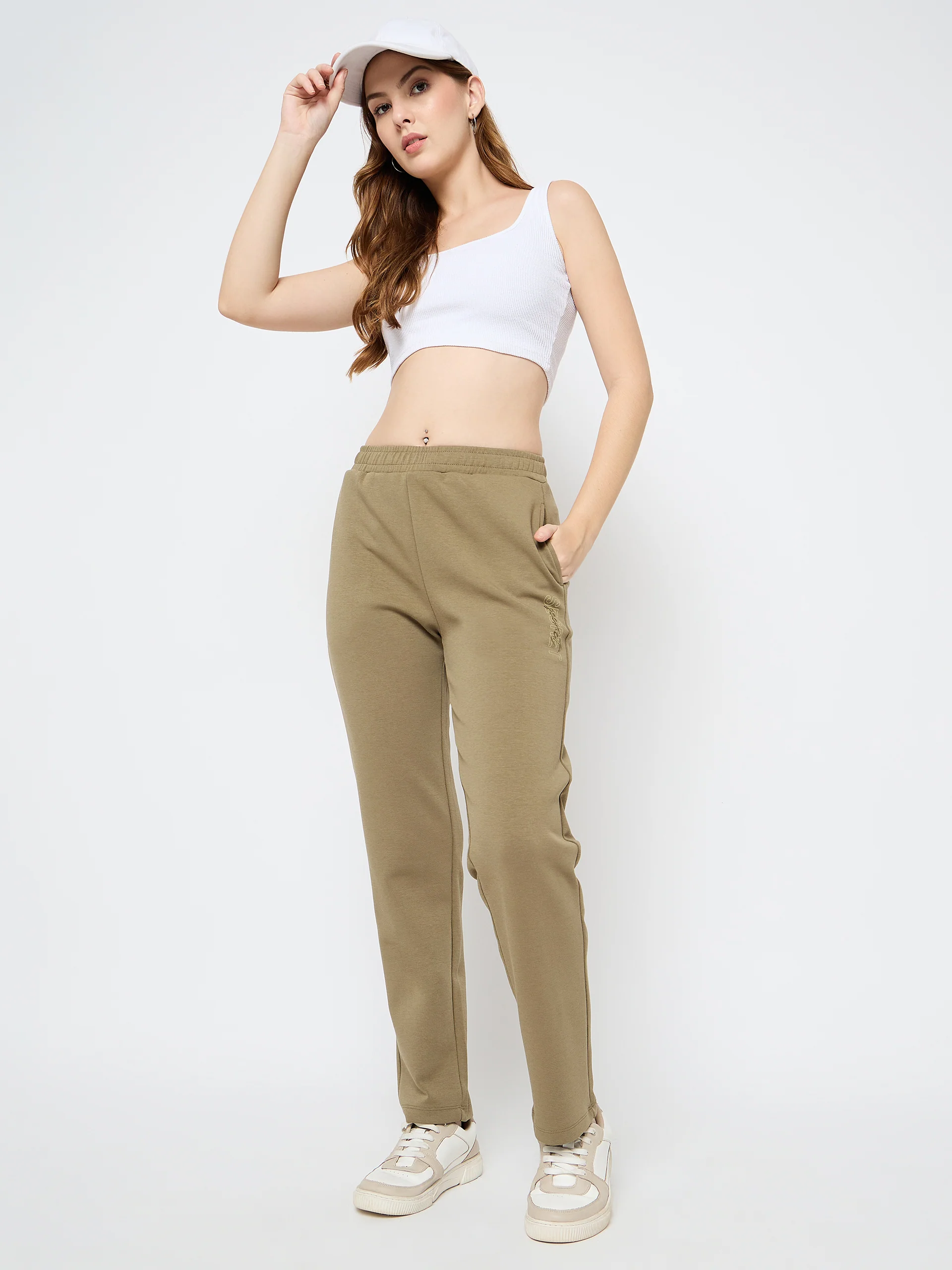 mSECRET Straight Fit Olive Green Rayon Blend Track Bottoms - Image 2