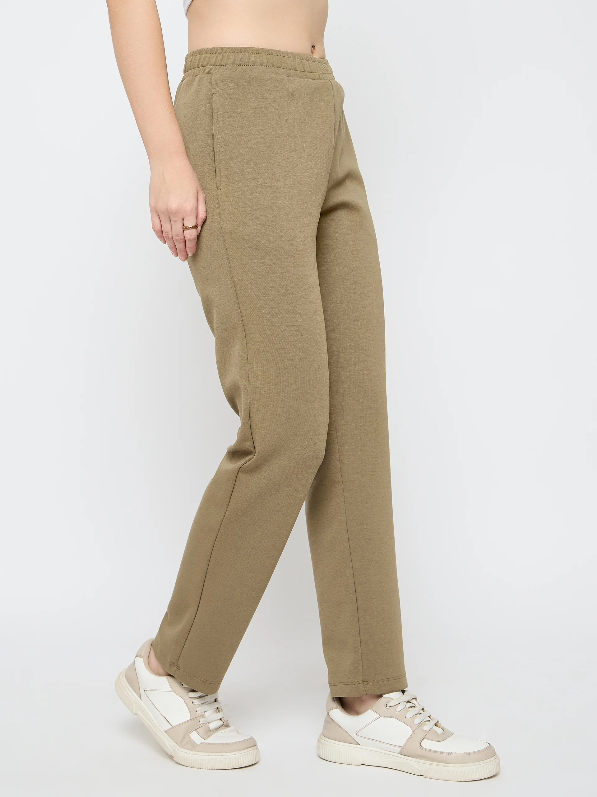 mSECRET Straight Fit Olive Green Rayon Blend Track Bottoms - Image 3