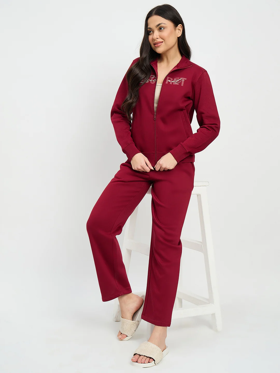 mSECRET Maroon Cotton Blend Track Bottoms - Image 2