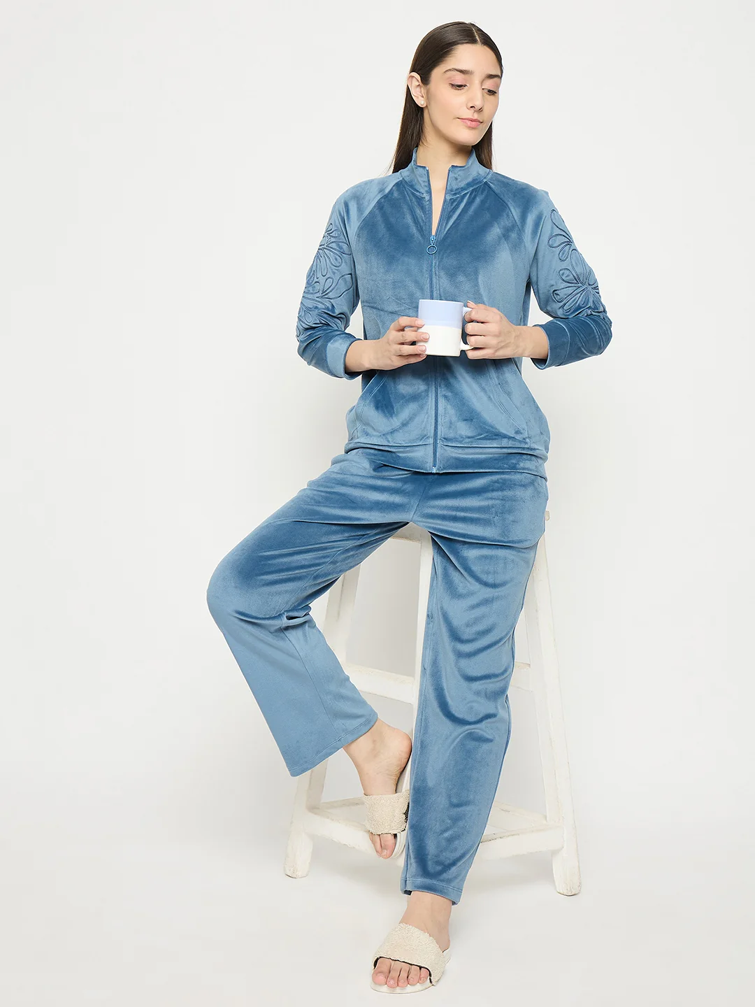 mSECRET Blue Solid Athleisure Sweatshirt - Image 3