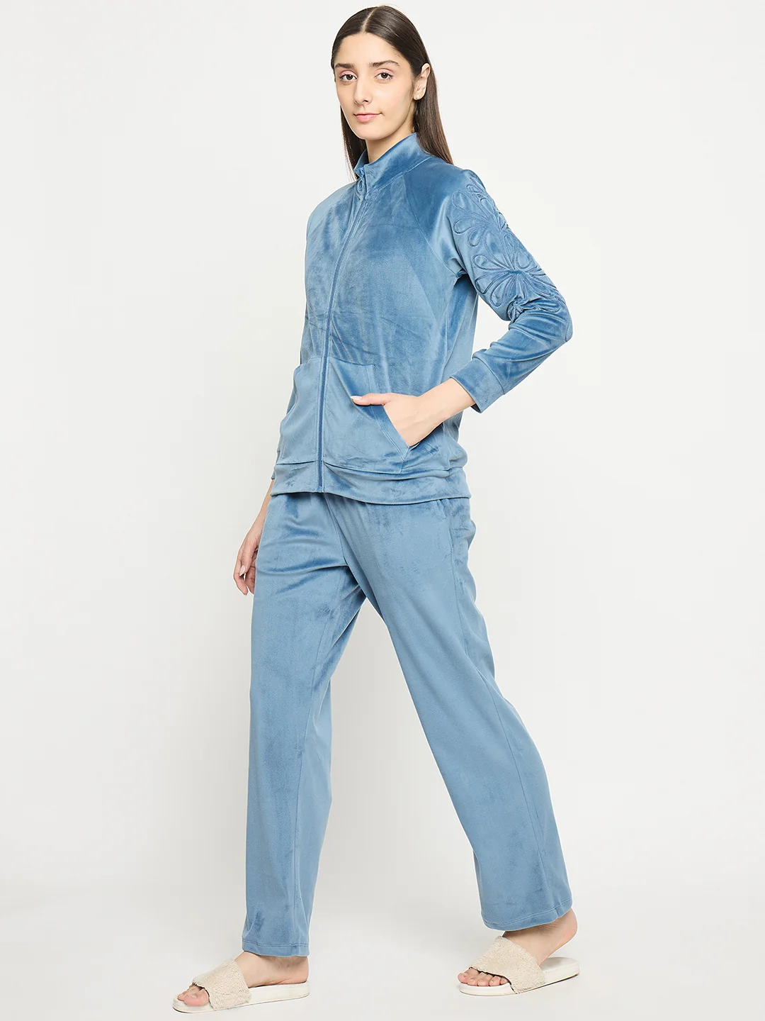 mSECRET Blue Solid Athleisure Sweatshirt - Image 6