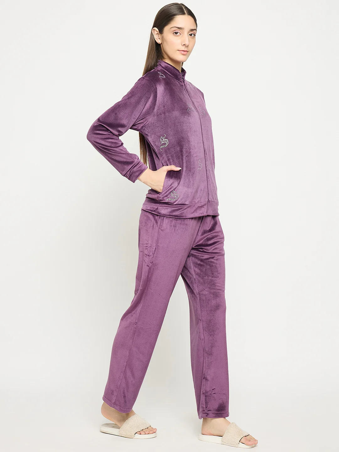 mSECRET Purple Solid Sweatshirt - Image 3