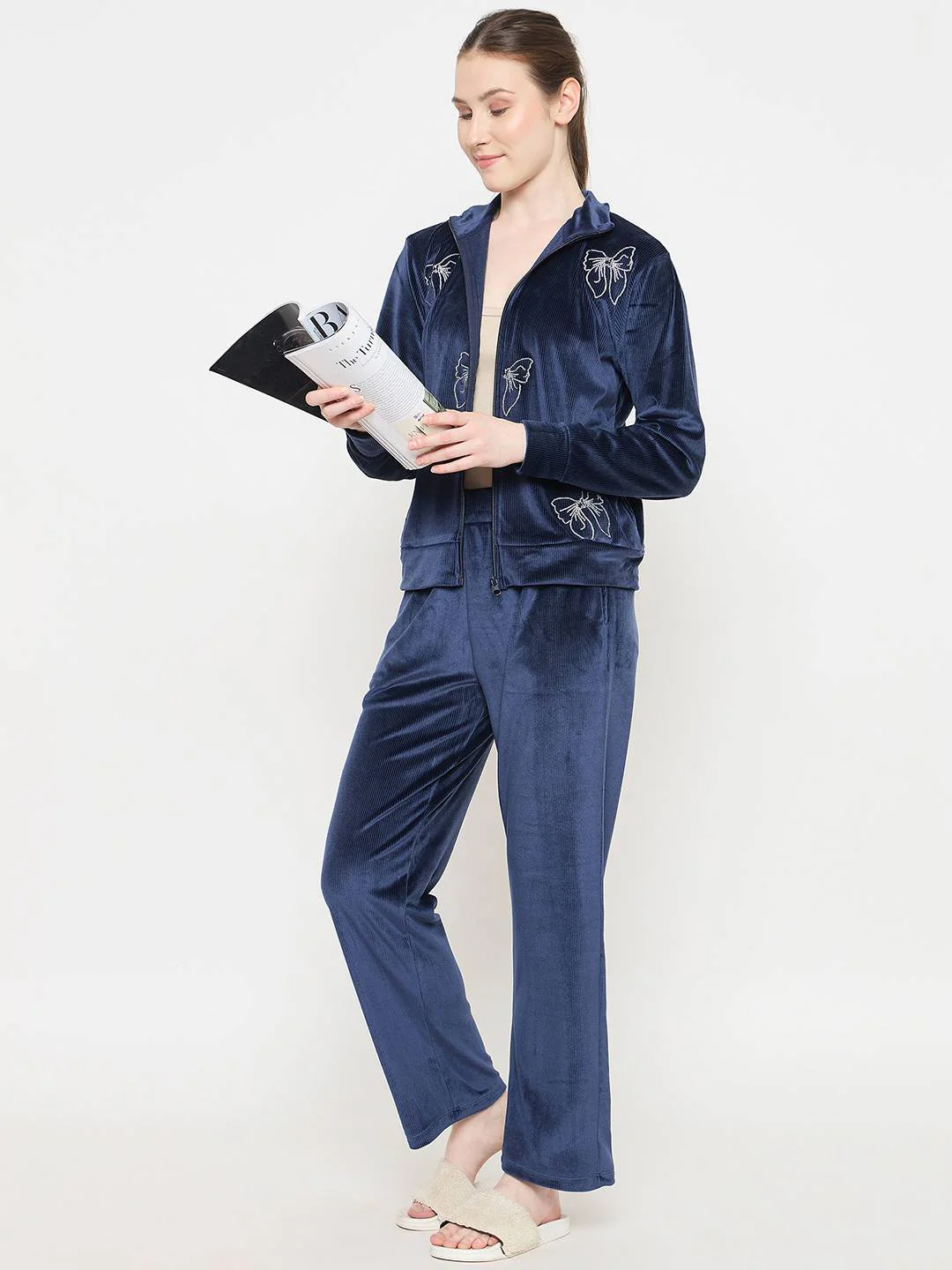 mSECRET Solid Blue Track Bottoms - Image 2