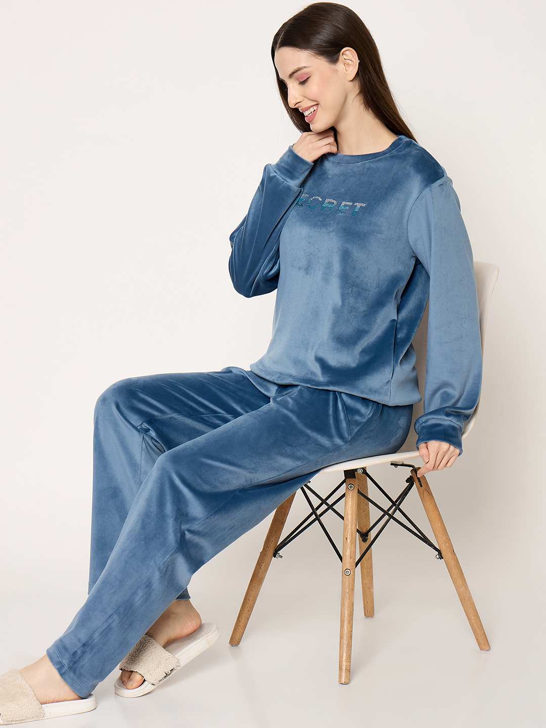 mSECRET Round Neck Embellished Teal Sweatshirt - Image 2