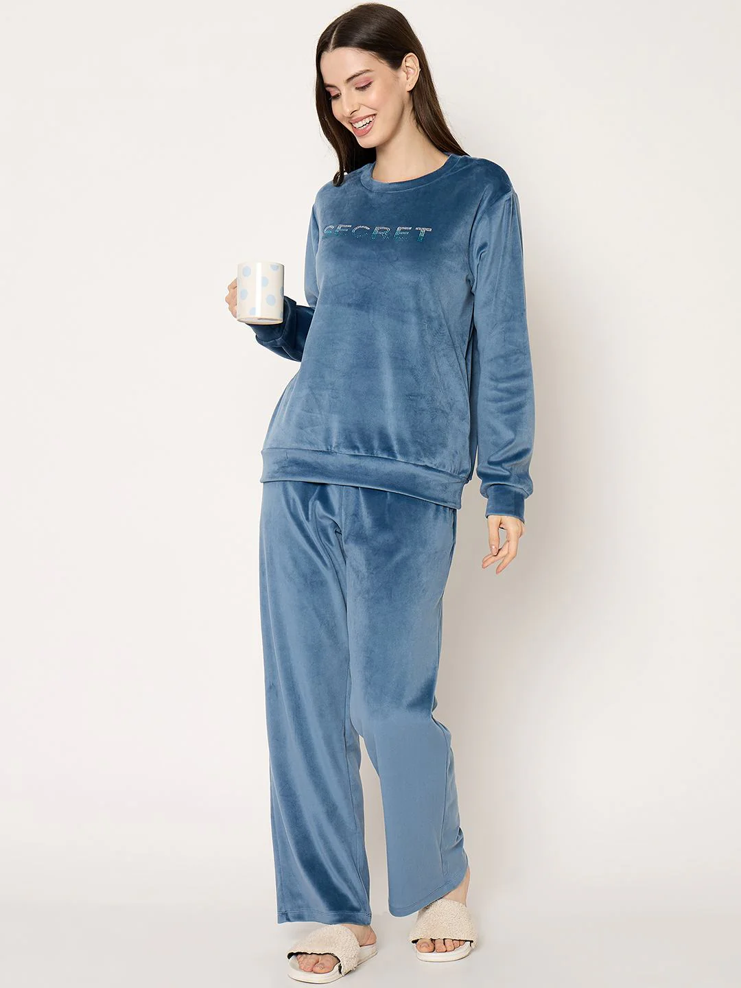 mSECRET Round Neck Embellished Teal Sweatshirt - Image 3