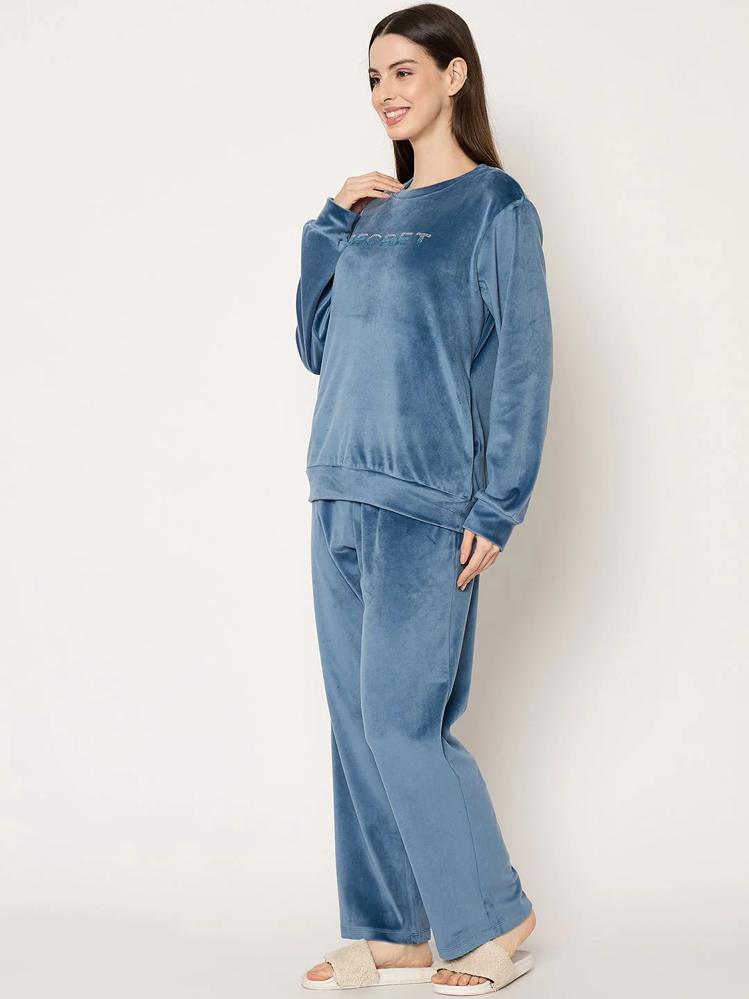 mSECRET Round Neck Embellished Teal Sweatshirt - Image 5