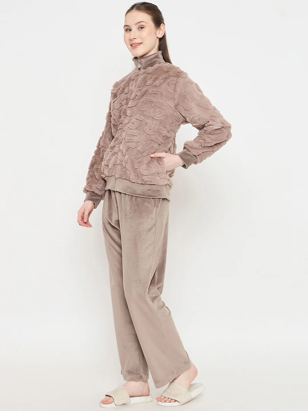 mSECRET Stand Collar Solid Brown Sweatshirt - Image 5