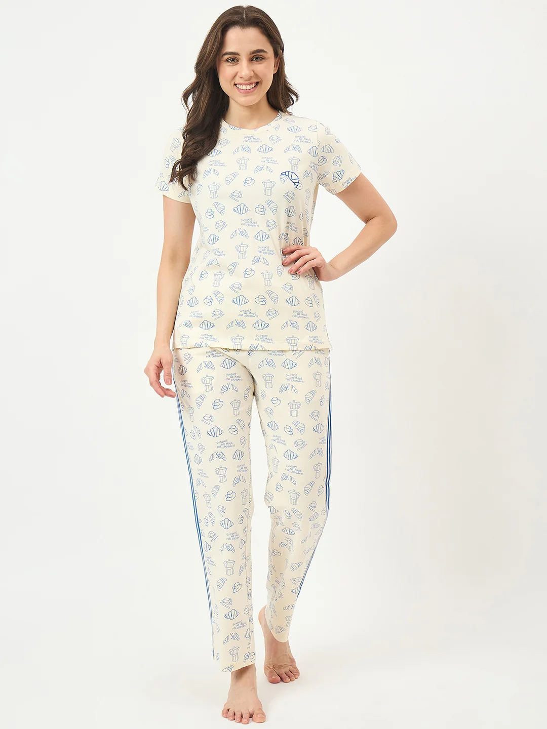 mSECRET Off-White Cotton Night Suit